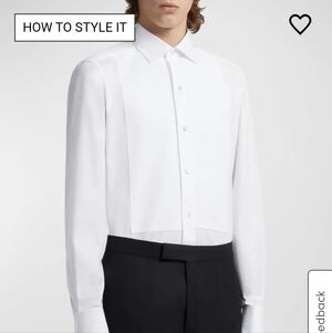 ZEGNA Men's White Formal Piquet Evening Shirt